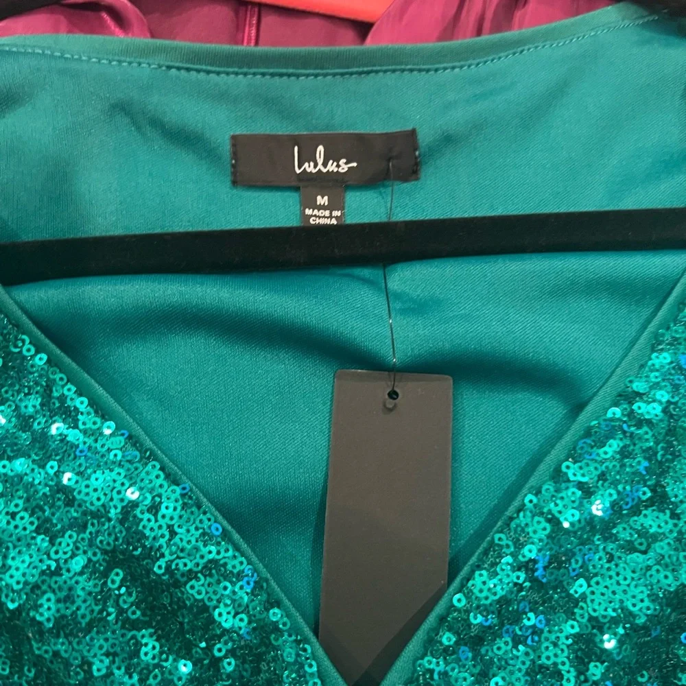 LuLus Glitzy Celebration Emerald Green Sequin Two-Piece Mini Dress | NYE - Picture 11 of 12